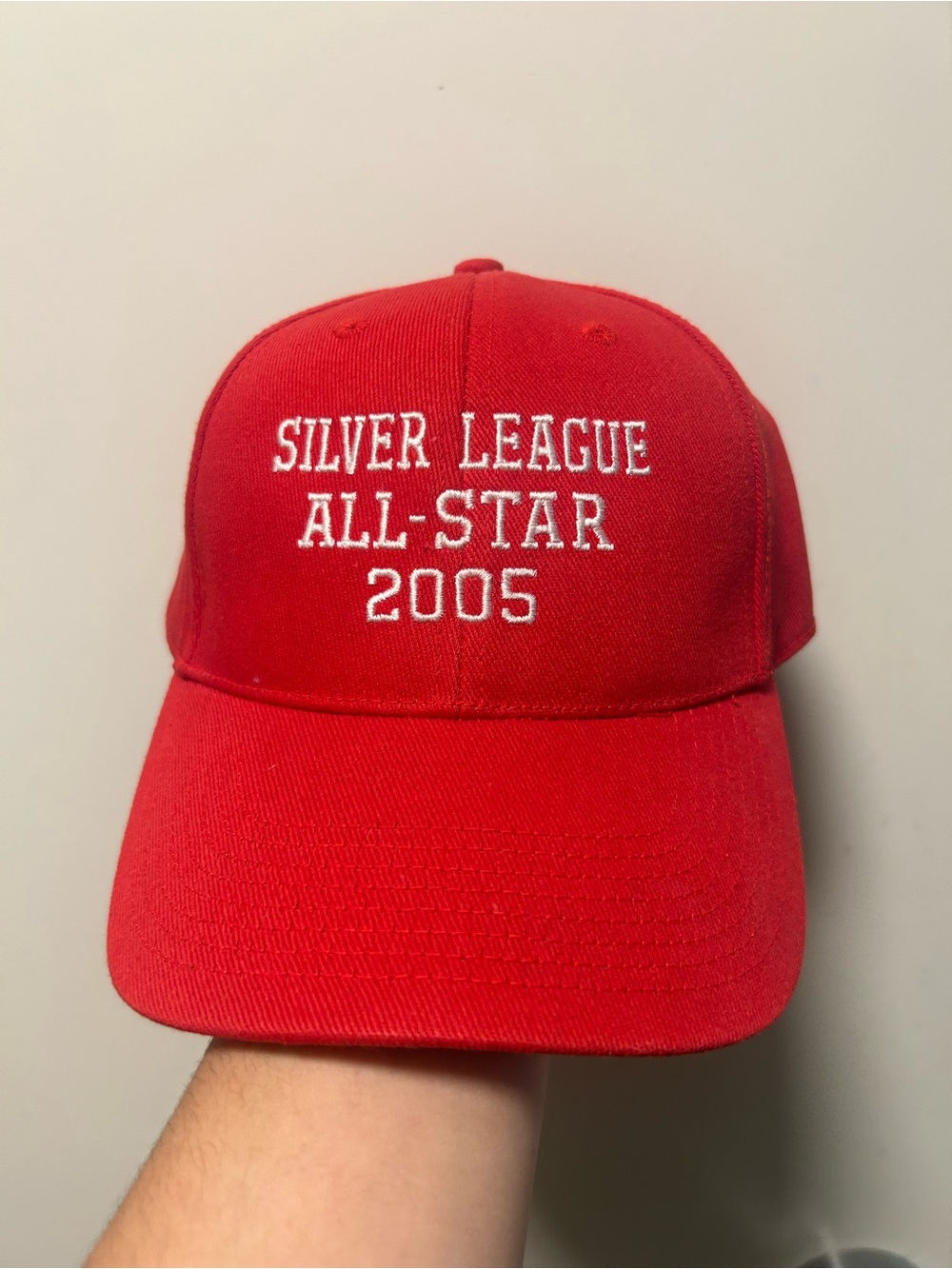 vintage red silver league 2005 all star dad hat